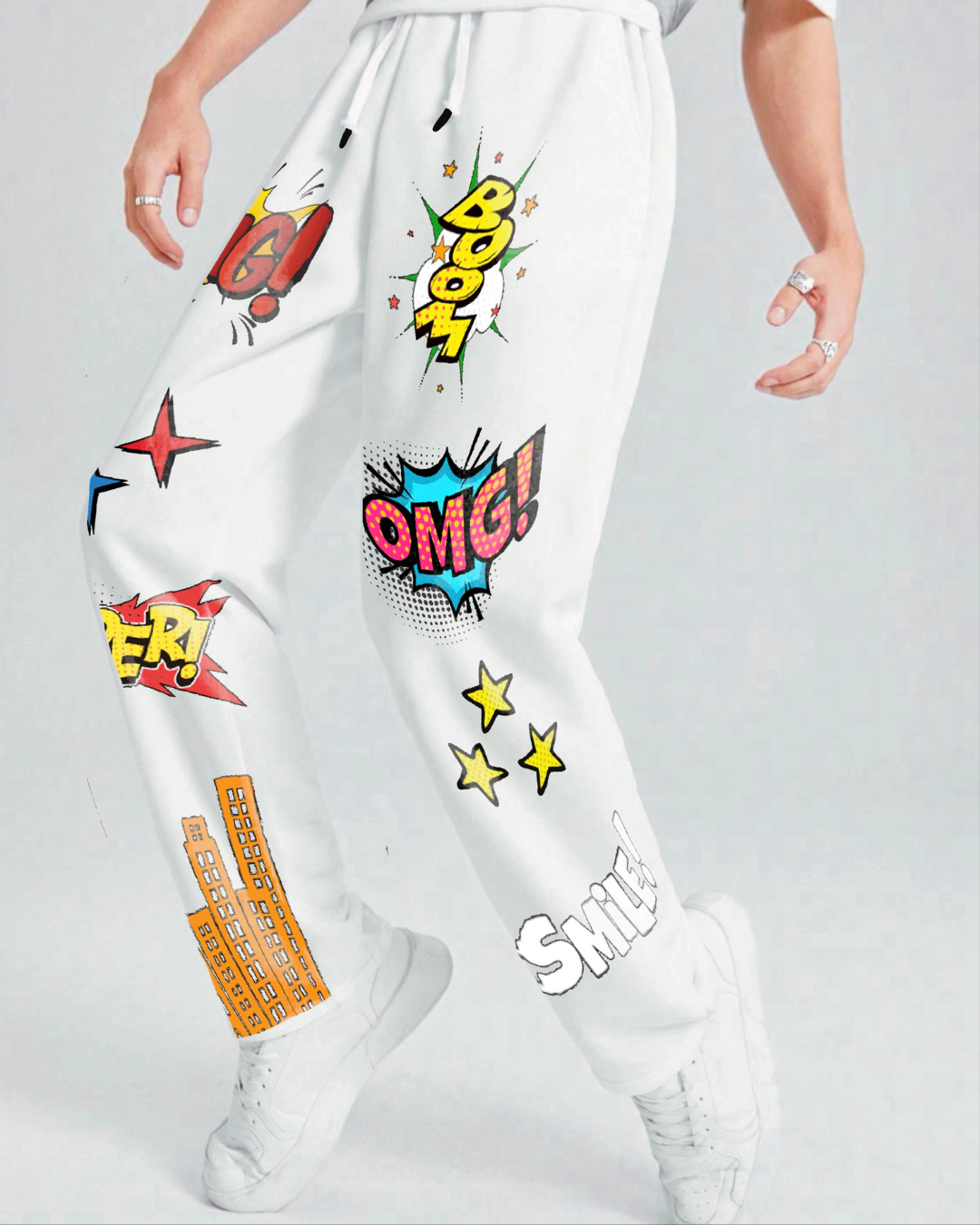 Men's White Cotton Pant - Bang(*)