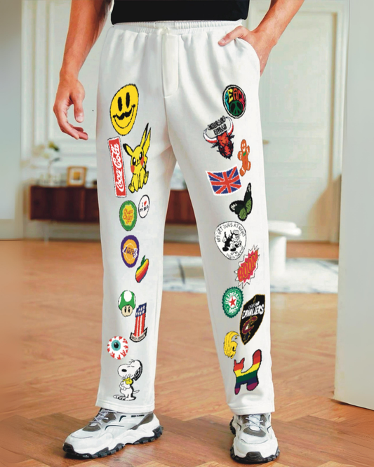 Men Funky White Cotton Pant(*)