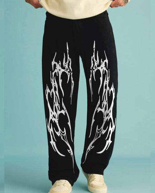 UNISEX BLACK ULTRASOFT COTTON PANT - SLASHER GRAPHIC(*)