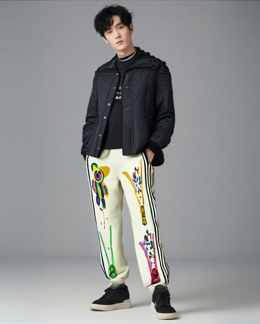 Men's White Cotton Pant - Teddy Accent(*)