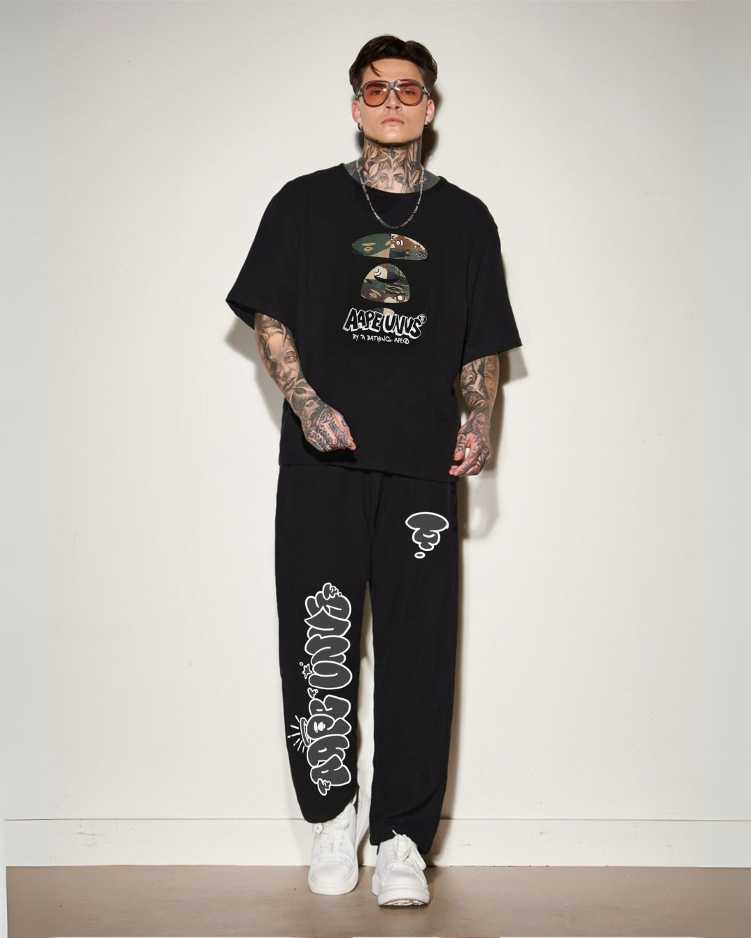 MEN AAPE OVERSIZED CORD SET - BLACK AND BLACK(*)