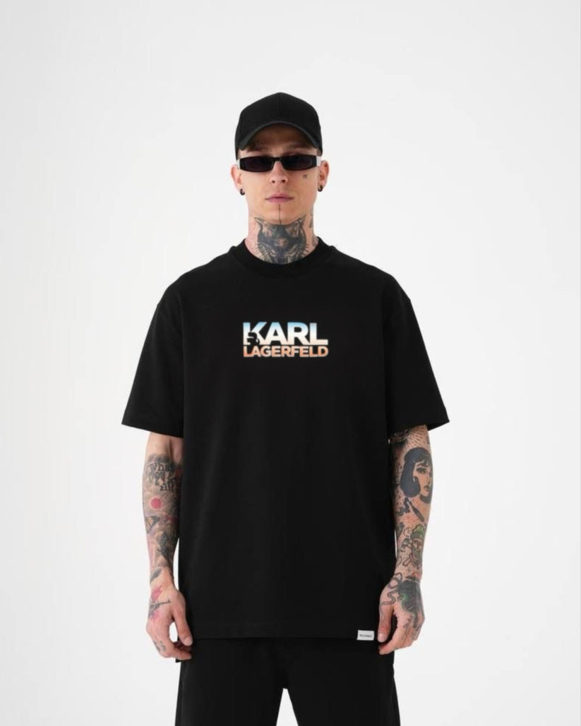 KARL LAGERFELD COTTON T-SHIRT - BLACK(*)