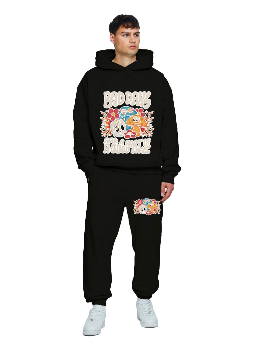 Men's Bad Days Oversized Hoodie Co-ord Set - Black and Black