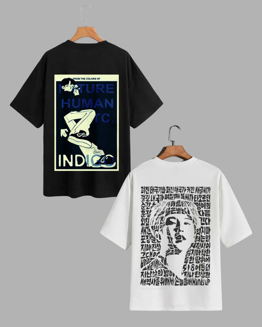 August D Vibes: Men's BTS Oversized Tee Set - Indigo Edition