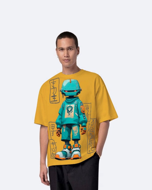 Robot Yellow Urban Oversized T-Shirt for Men