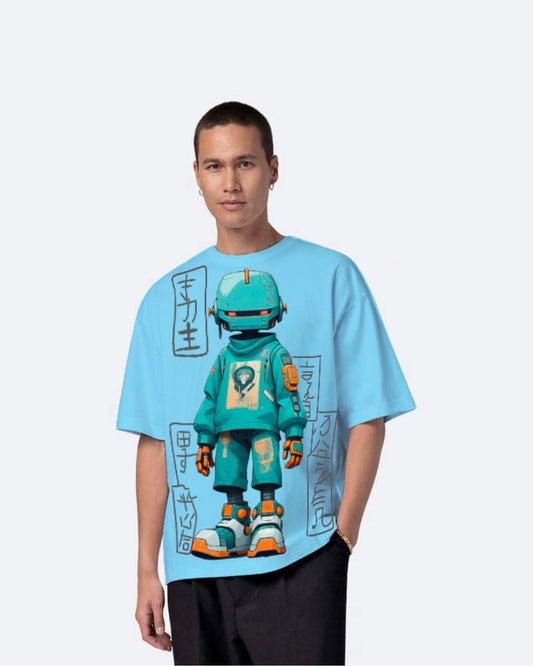 Robot Blue Urban Oversized T-Shirt for Men(*)