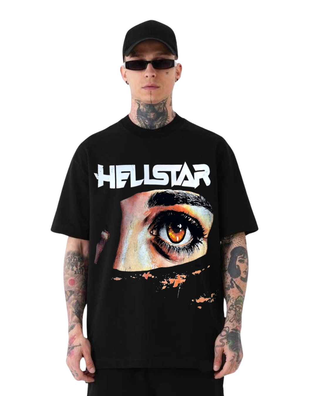 "HELLSTAR FIERY EYE"UNISEX EXCLUSIVE OVERSIZED TEE - BLACK