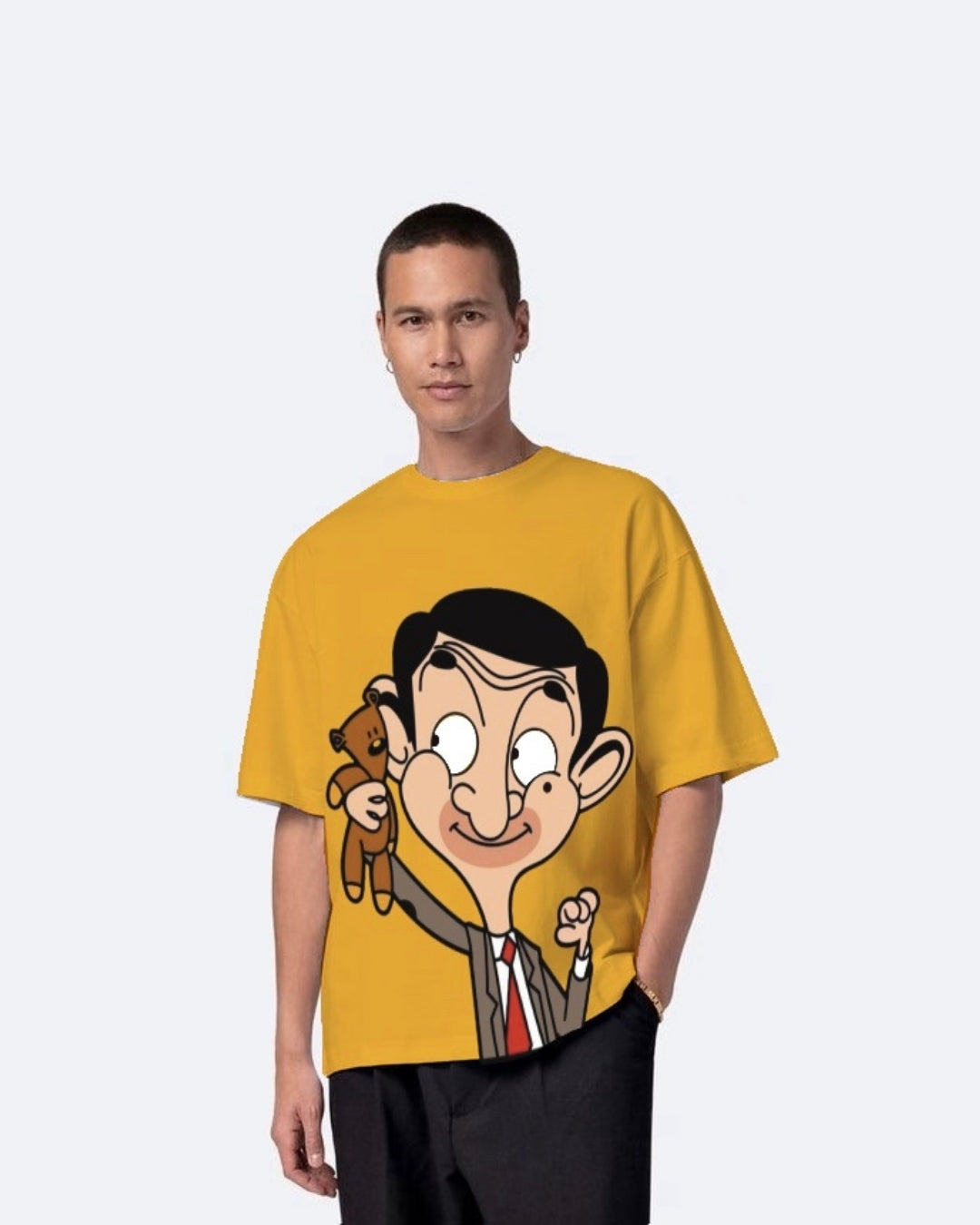 Mr Bean Yellow Urban Oversized T-Shirt for Men