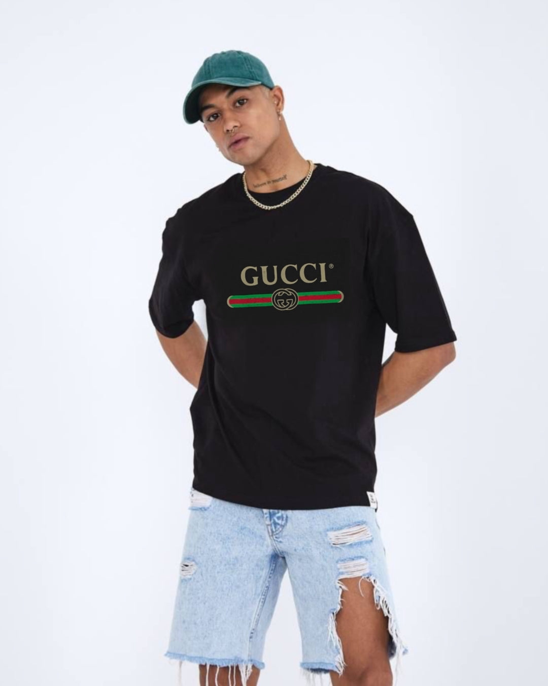 BRANDED COTTON T-SHIRT - BLACK(*)