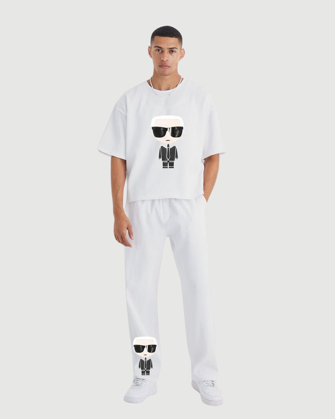 MEN GENTLEMAN OVERSIZED CORD SET - WHITE AND WHITE(*)
