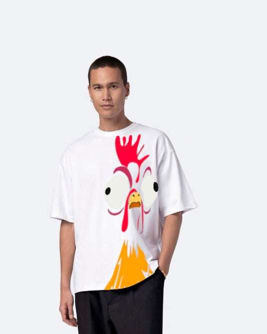 Hen White Urban Oversized T-Shirt for Men