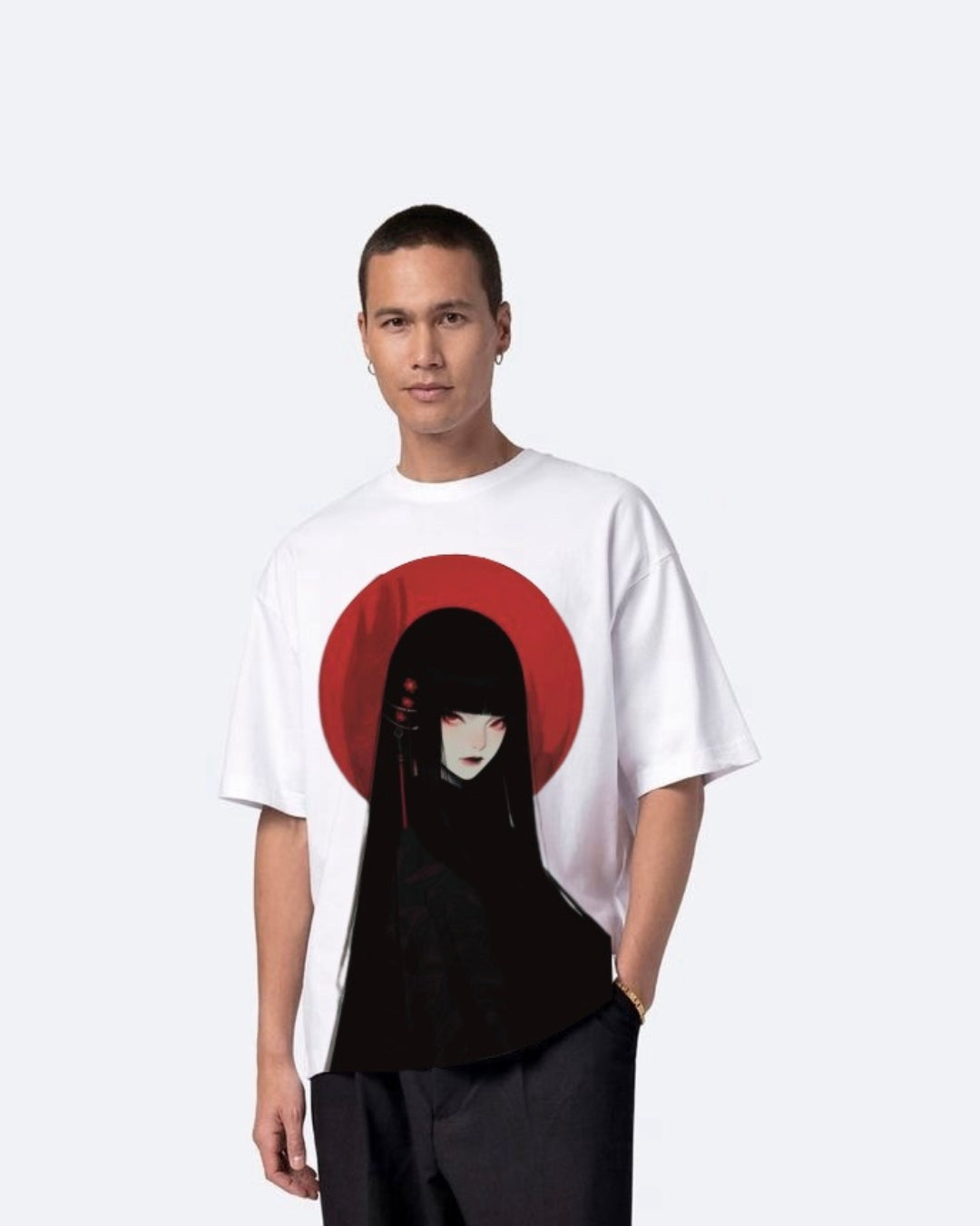 Mysterious Gurl White Urban Oversized T-Shirt for Men