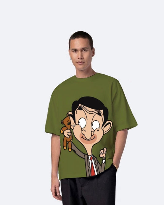 Mr Bean Olive Urban Oversized T-Shirt for Men