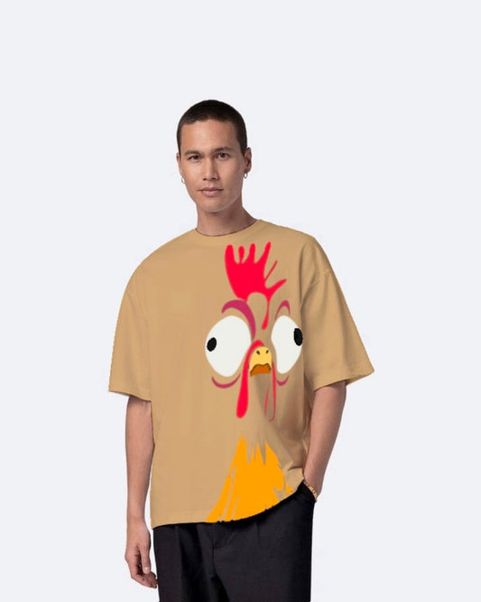 Hen Beige Urban Oversized T-Shirt for Men