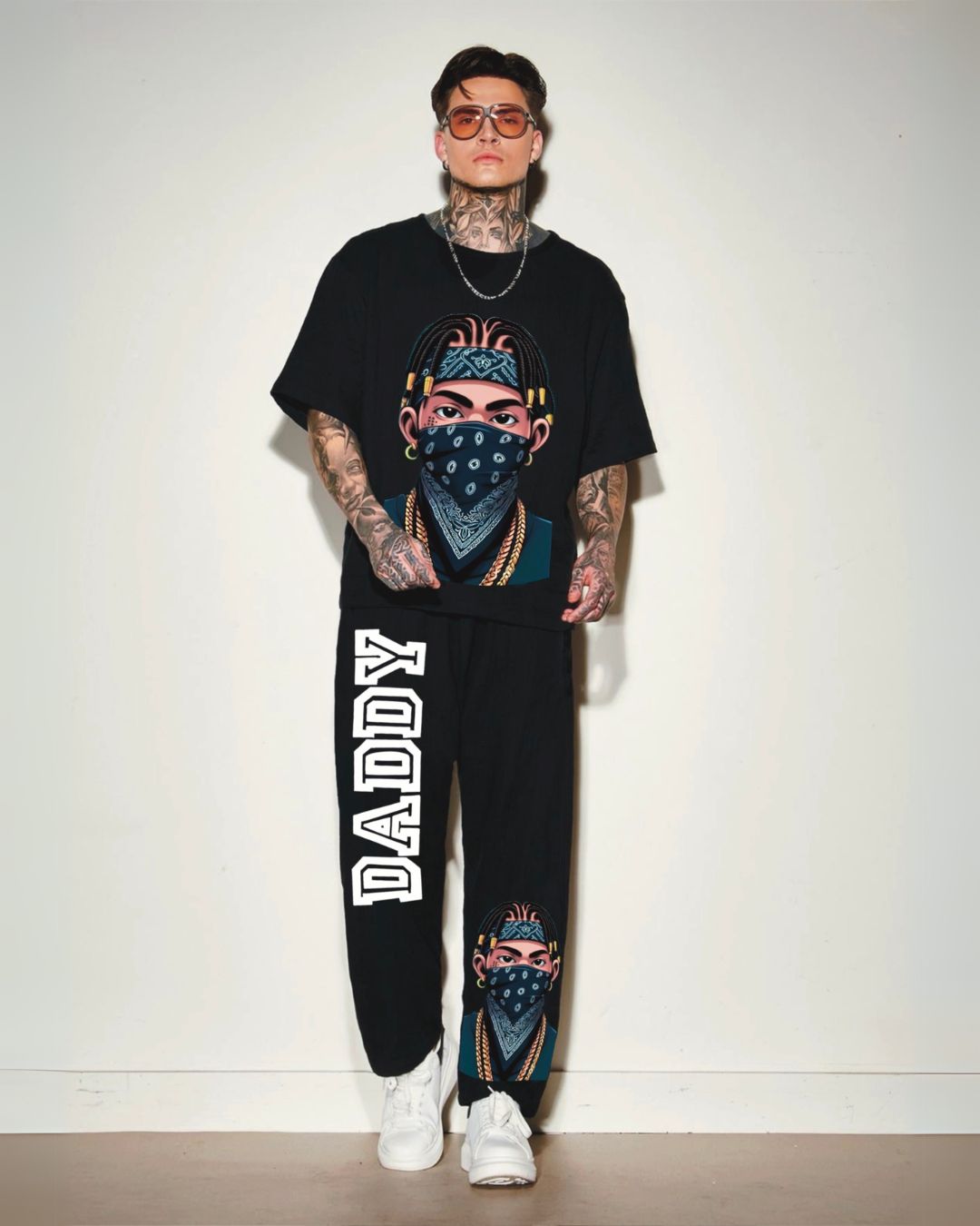 MEN'S DADDY MASK OVERSIZED CO-ORD SET - BLACK AND BLACK(*)