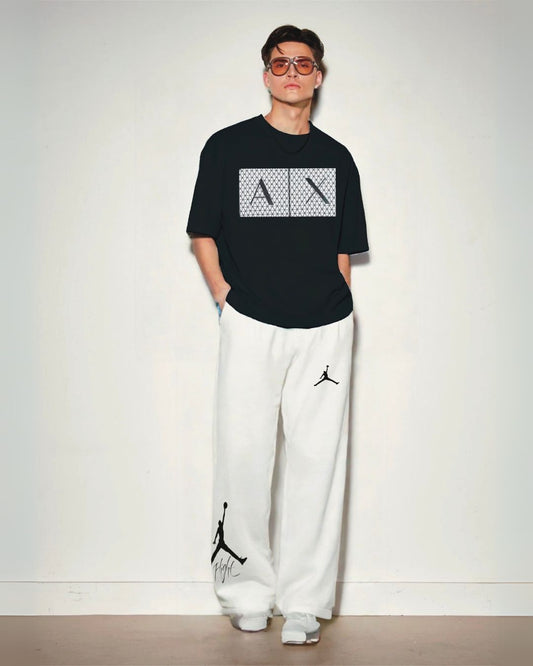 AX  STYLE TEE WITH FLIGHT PANTS ( BLACK AND WHITE)(*)