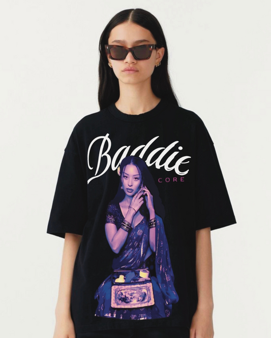 Baddie core women's  oversized black t-shirt
