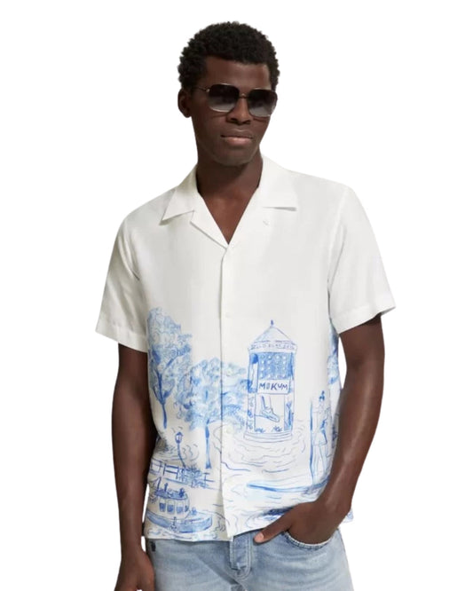 Street Scene Half Sleeve White Oversized Knitted Shirt(*)