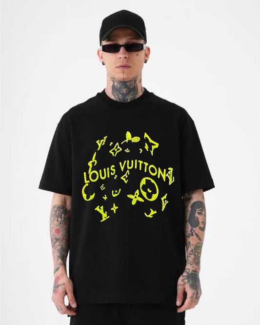 Glow Monogram Burst Unisex Exclusive Oversized Tee - Black
