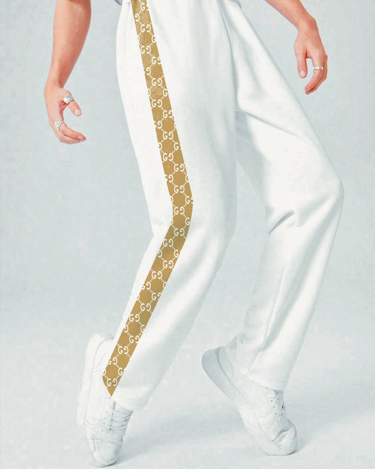 MEN'S DESIGNER WHITE COTTON PANT - GUCCI STRAPS(*)