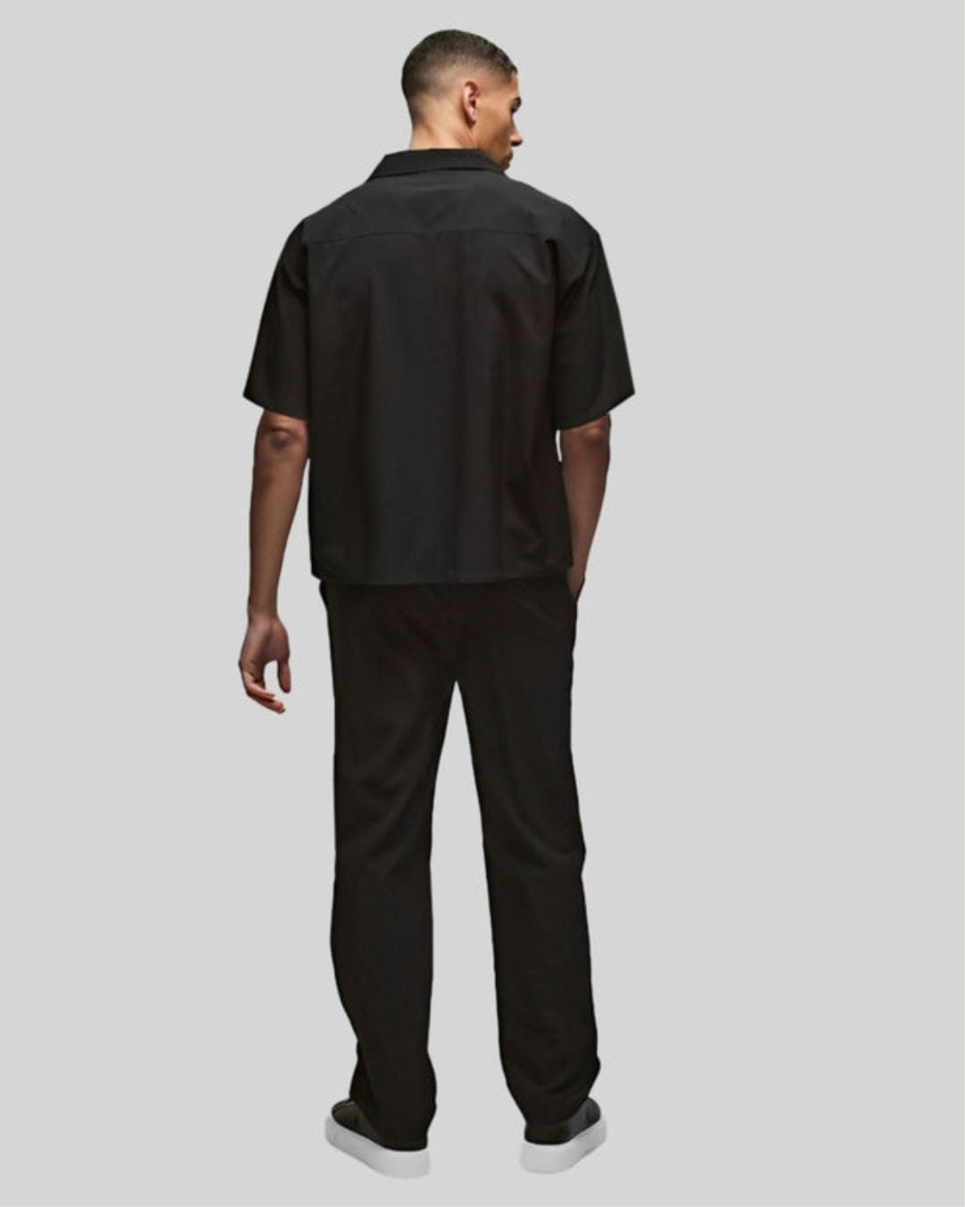 DODDLE FLORAL HALF SHIRT CORDSET (BLACK AND BLACK)