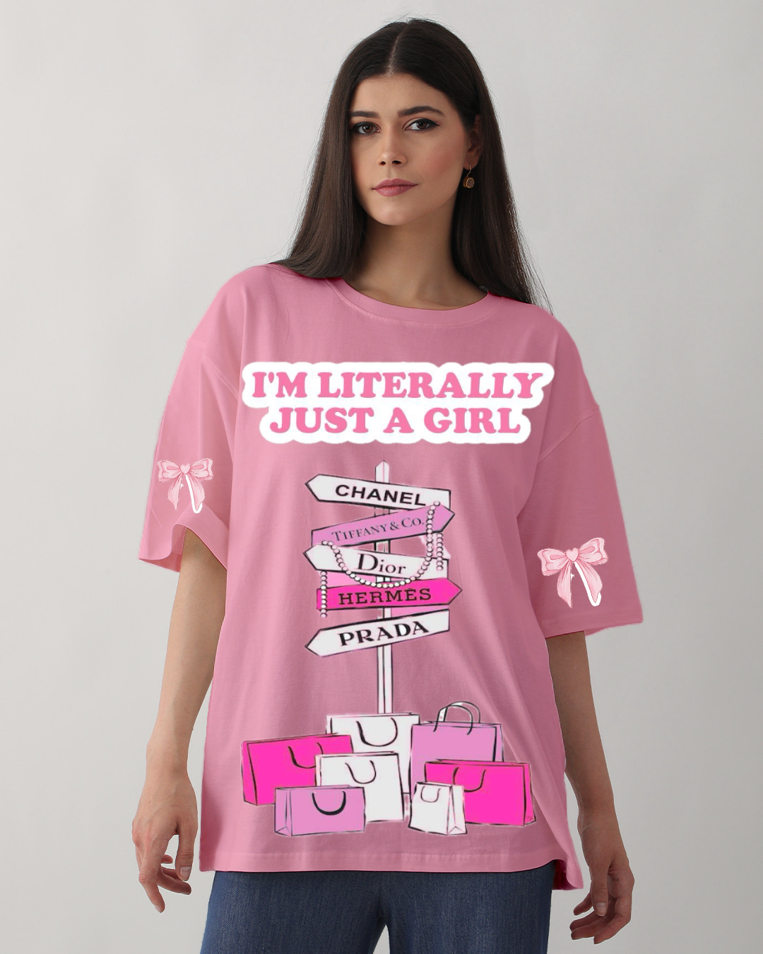 Pack of 2 Women's Oversized Tees - Bitch Graphic & Literally Girl