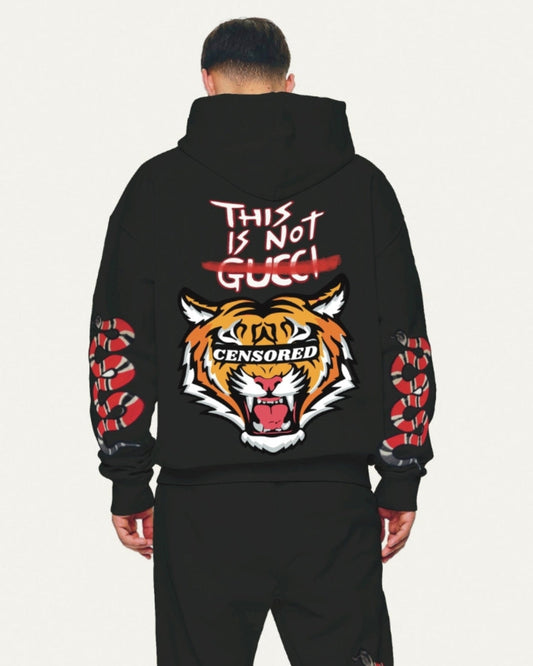 Unisex Black Oversized Hoodie - Snake Edition