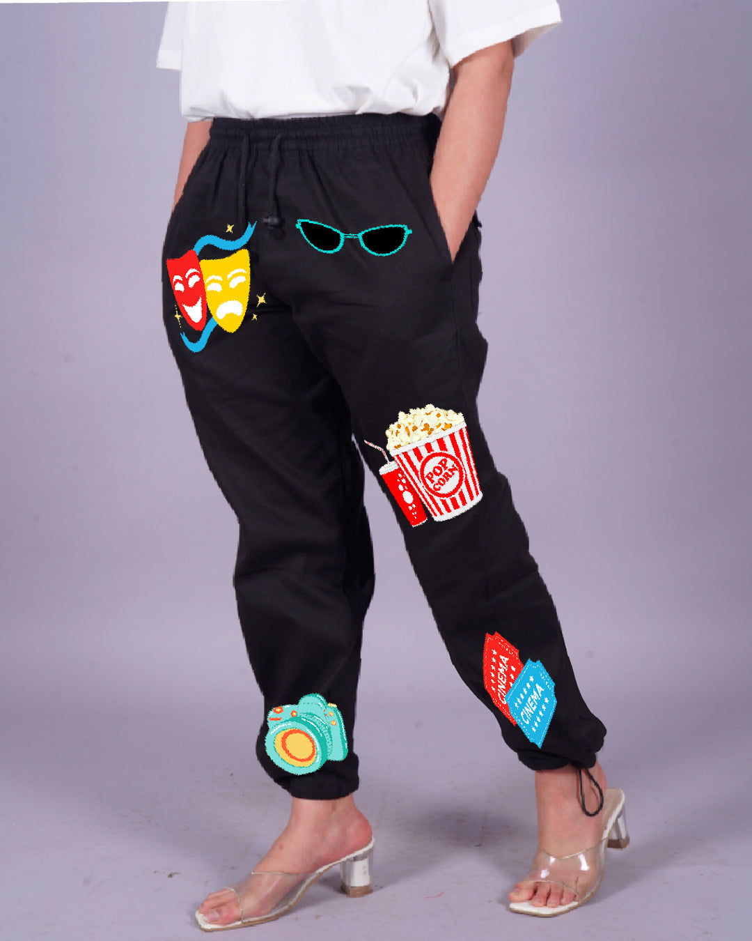 Femme Black Adjustable Cargo Pants - Popcorn Vibes