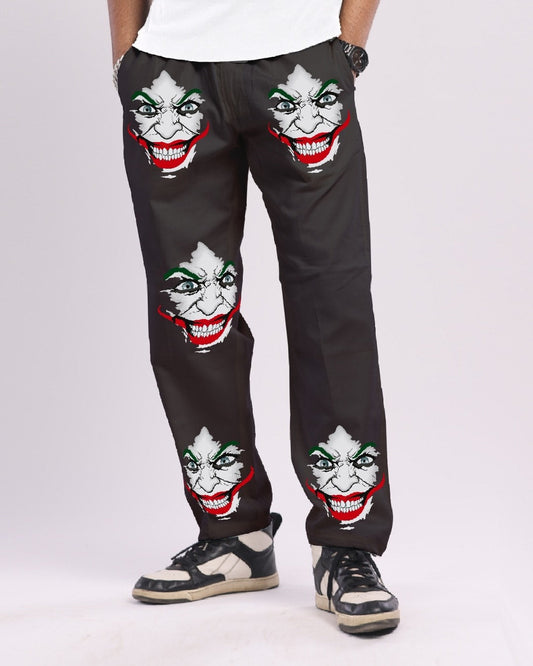 Men's Black Cargo Adjustable Pants - Joker Print(*)