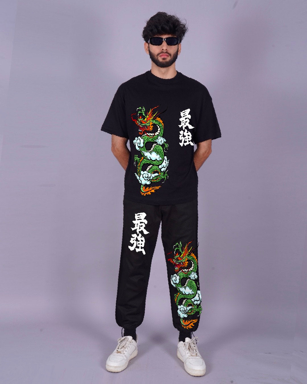 Men's Chinese Dragon Two Piece Set in Black(*)