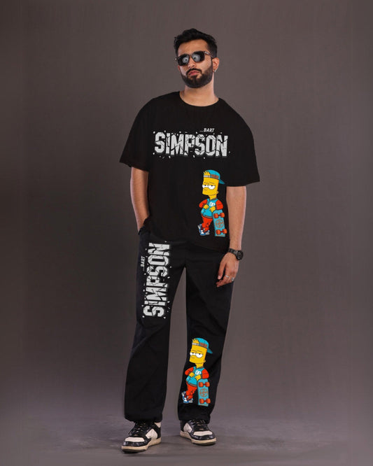 Men's The Simpsons Oversized Co-Ord Set - Black and Black