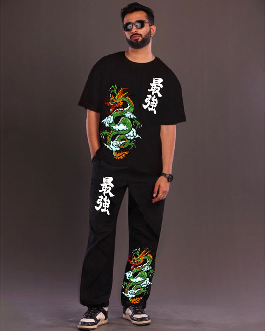 Men's Chinese Dragon Two Piece Set in Black(*)