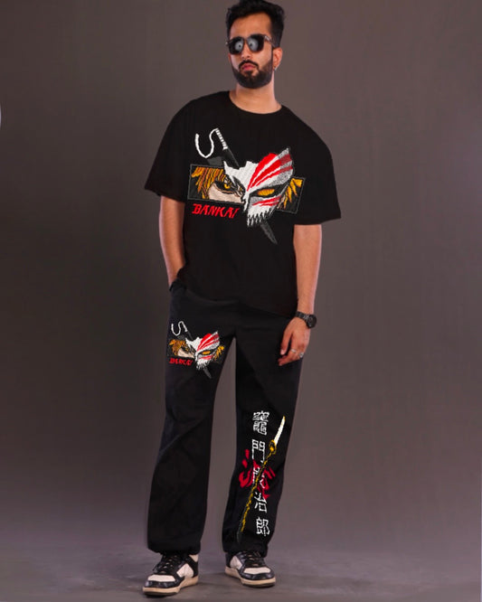 Men's Co Ord Sets Oversized in Black with Bankai(*)