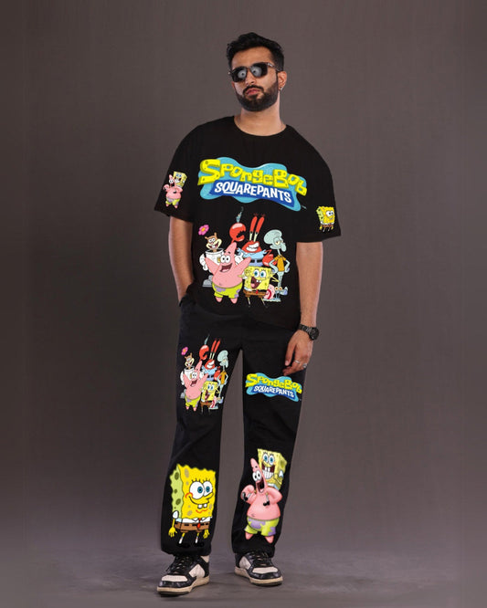 Men's SpongeBob Oversized Co-Ord Set - Black and Black(*)