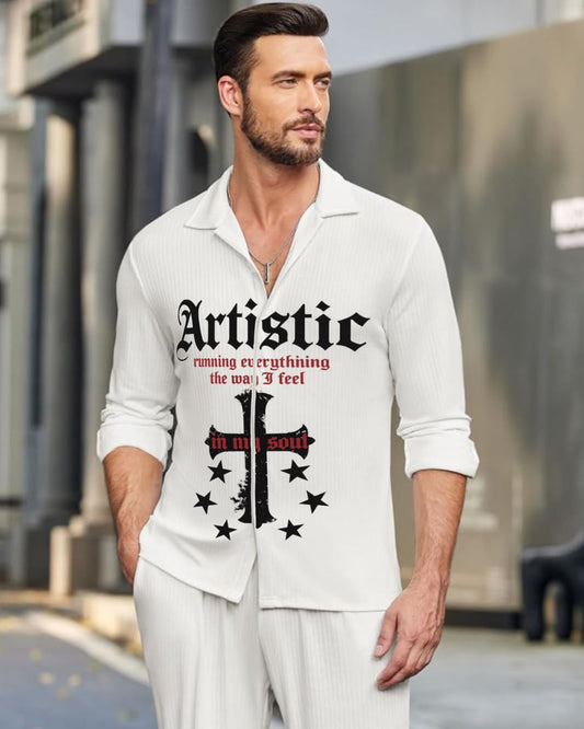 MEN'S ARTISTIC CROSS SHIRT(WHITE)