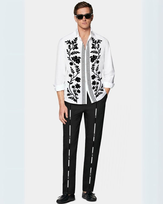 MEN’S BLACK FLORA CORDSET