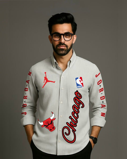 MEN'S CHICAGO STYLE BULL FULL SLEEVE STRIPE SHIRT (*)