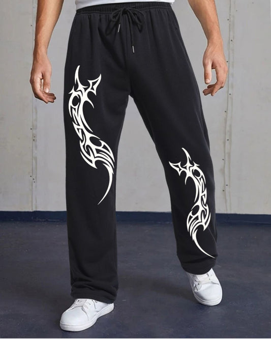 MEN'S DRAGON CURVE BLACK COTTON PANT