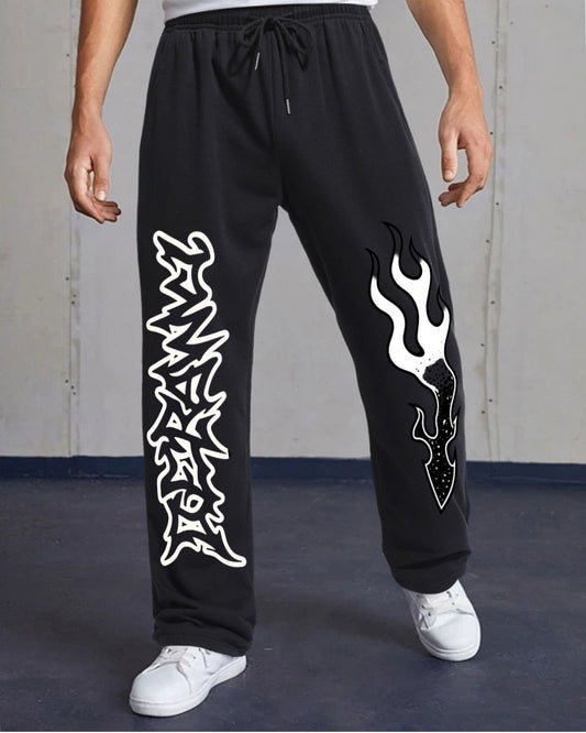 MEN'S DREAM FLAME BLACK COTTON PANT