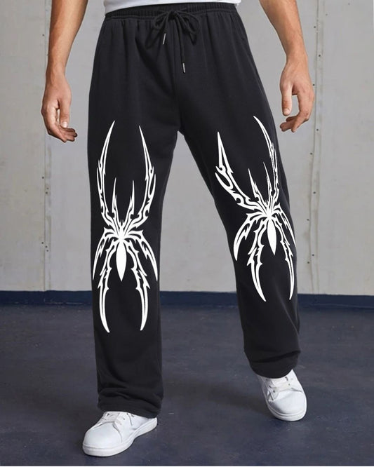 MEN'S GOTHIC SPIDER BLACK COTTON PANT
