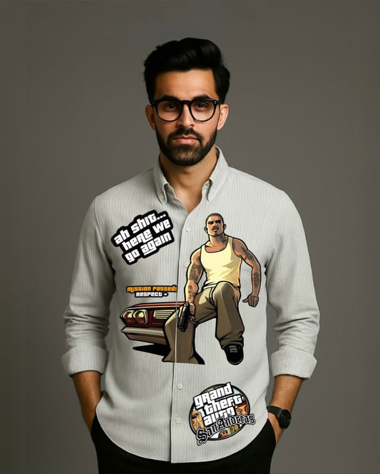MEN'S GTA FULL SLEEVE STRIPE SHIRT (*)