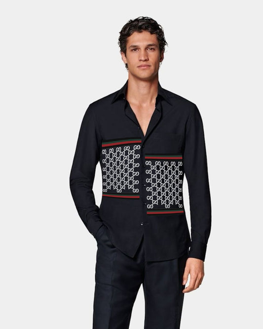 MEN'S GUCCI GRID SHIRT(BLACK)