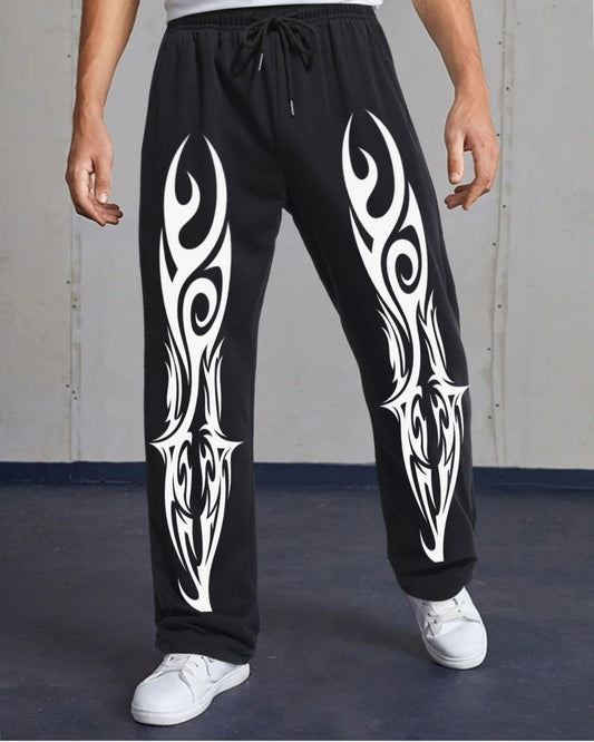 MEN'S MIDNIGHT VEINS BLACK COTTON PANT