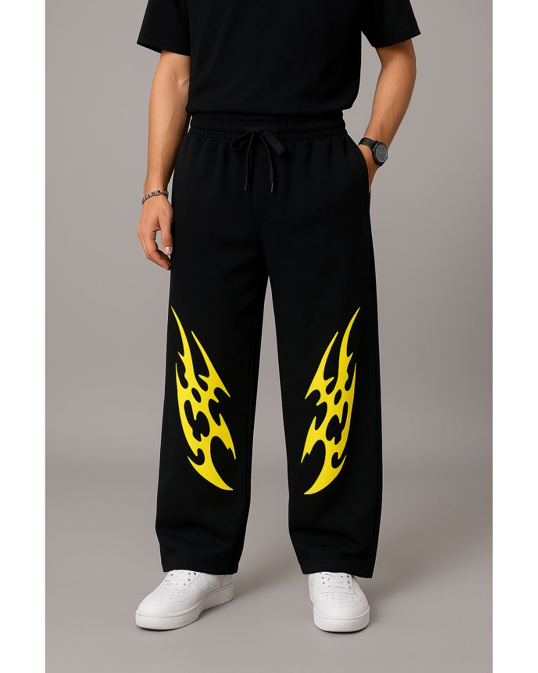 MEN'S NEON STRIKE BLACK COTTON PANT