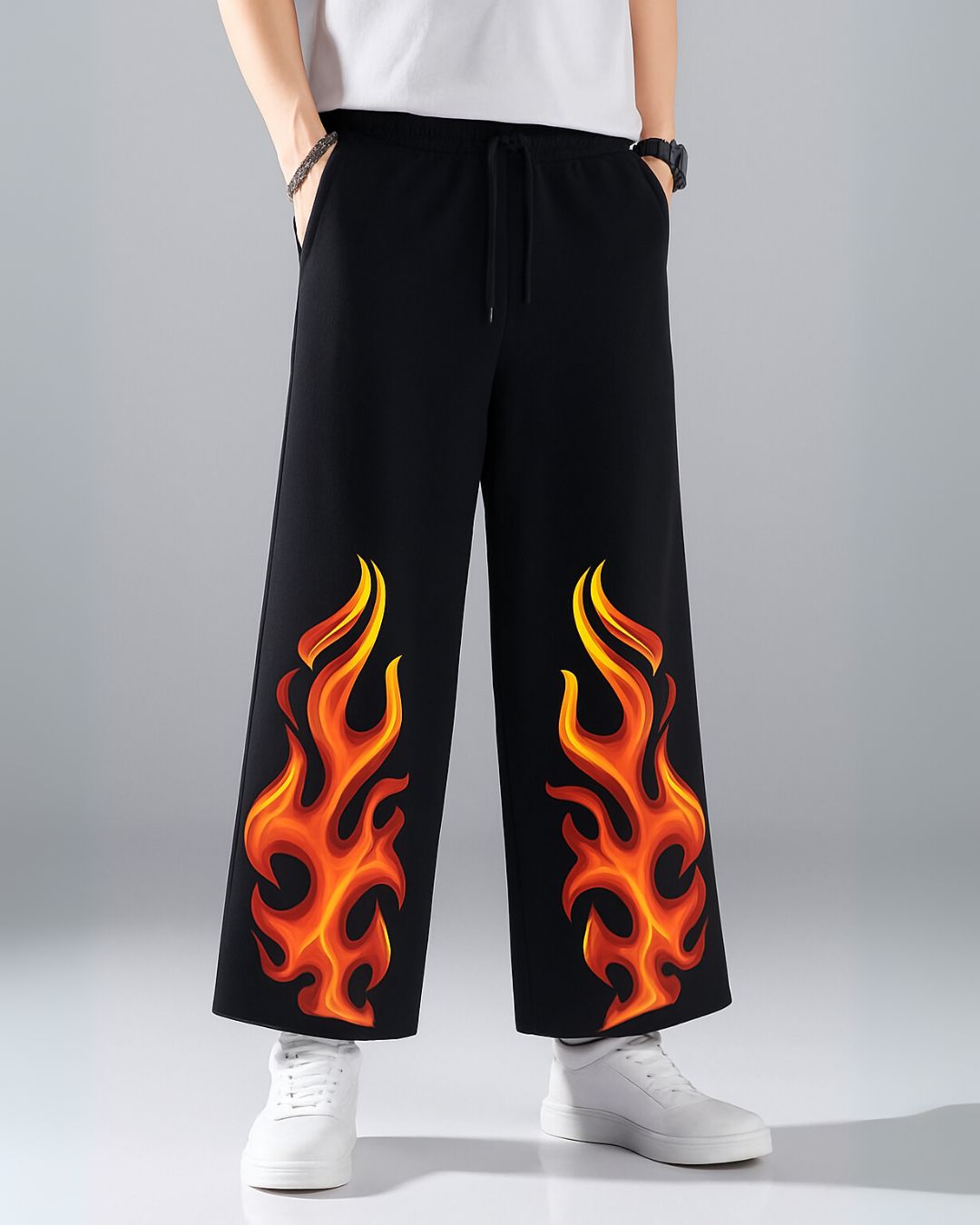 MEN'S WINGS FIRE BLACK COTTON PANT