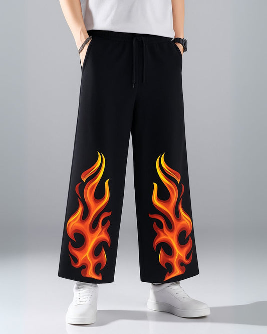 MEN'S WINGS FIRE BLACK COTTON PANT