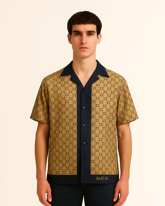 MEN'S GG PRINTED ULTRASOFT 100% SILK SHIRT