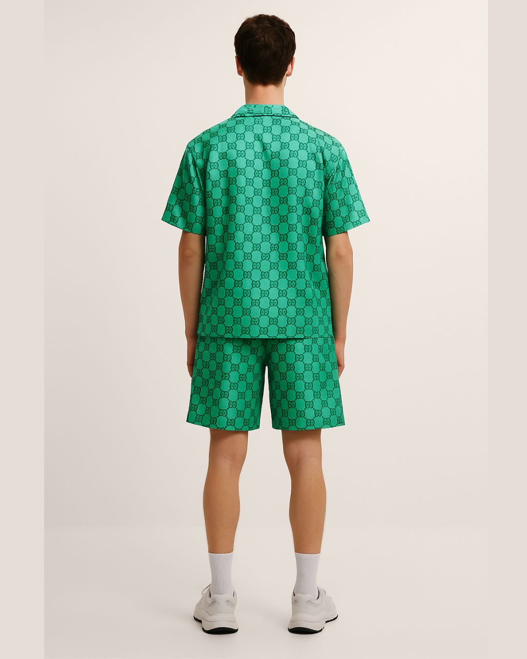 MEN'S GREEN GU'CCI ULTRASOFT 100% SILK SHORT CORDSET