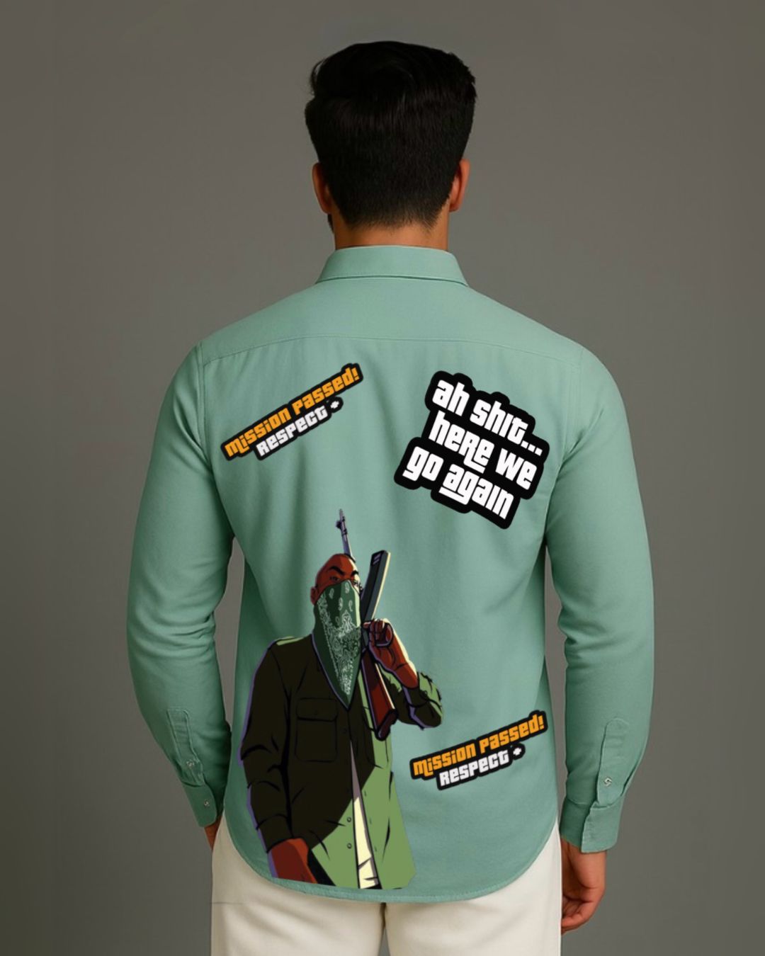 MEN'S GTA FULL SLEEVE GREEN SHIRT (*)