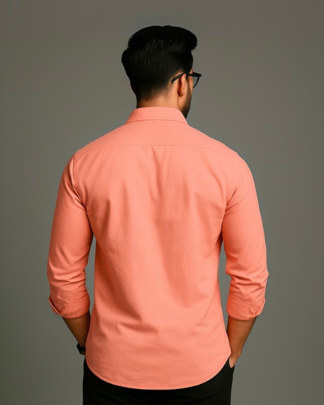 MEN'S JOKER PRINT FULL SLEEVE PEACH SHIRT (*)